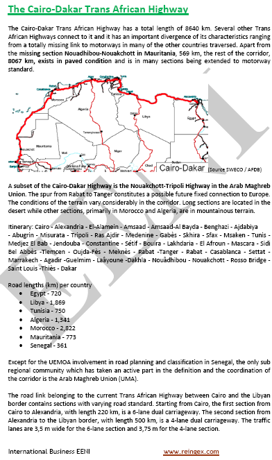 Cairo-Dakar Corridor: Egypt, Libya, Tunisia, Algeria, Morocco, Mauritania, Western Sahara, and Senegal