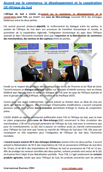 accord sur le commerce Union européenne-Afrique du Sud