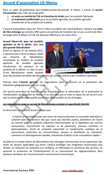accord de partenariat Union européenne-Maroc