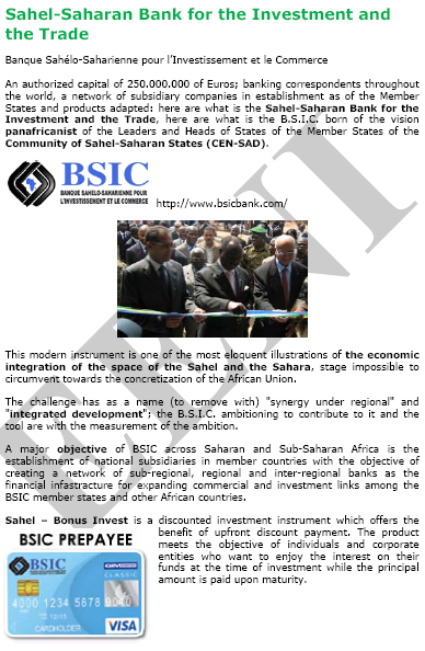 Sahel-Saharan Bank Investment Trade
