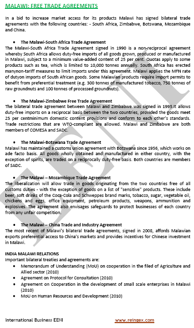 Free trade agreements of Malawi