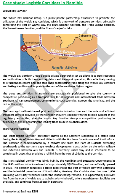 Curso Mestrado: Corredores logísticos na Namíbia
