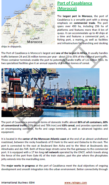 Portos marroquinos: Casablanca, Mohammedia. Zona Franca de Tânger. Curso Transporte Marítimo