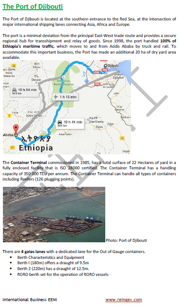 Porto do Jibuti, Tadjourah, Goubet. Acesso à Etiópia. Curso Transporte Marítimo