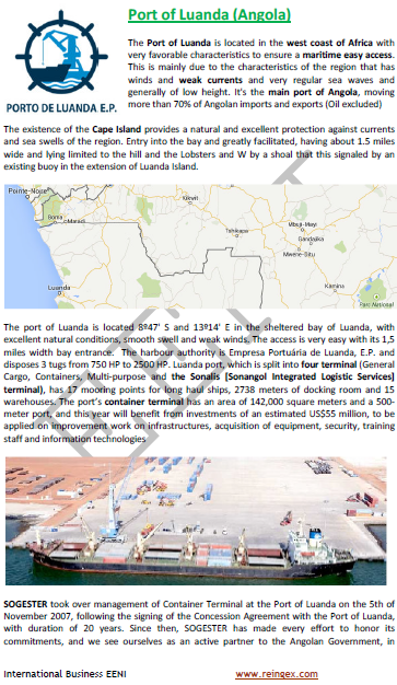 Maritime Transportation Course: Port of Luanda (Angola)