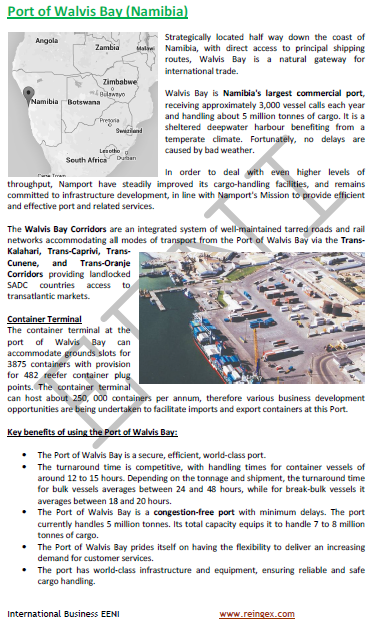 Namibian Ports, Walvis Bay, Lüderitz. Gateway to Angola, Botswana, the DR Congo, South Africa, Zambia, and Zimbabwe (Maritime Transportation Course)