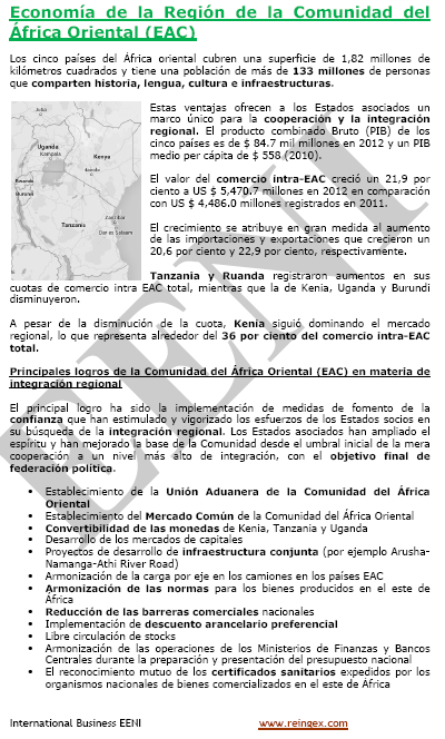 Negocios: Comunidad de África Oriental (EAC) África