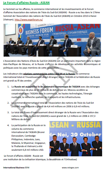 Forum d’affaires ASEAN-Russie