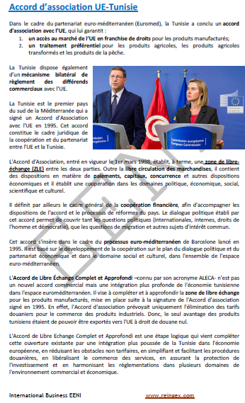 Cours Master : accord de partenariat Union européenne-Tunisie