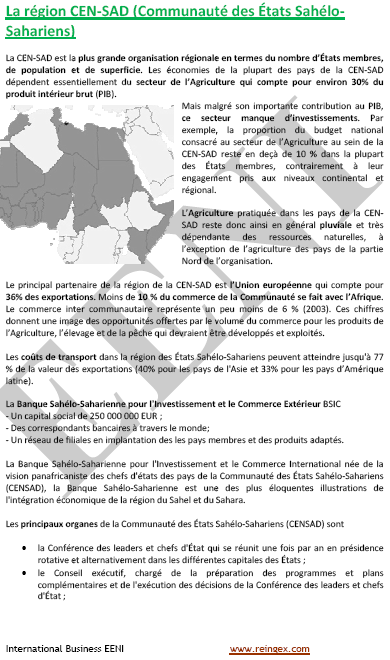 Cours Master : Communauté des États sahélo-sahariens (CEN-SAD)