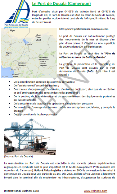 Cours transport maritime : port de Douala (Cameroun)