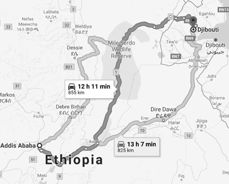 Route Addis-Abeba (Éthiopie) - Djibouti
