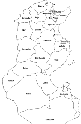 Wilayas (governorates) of Tunisia