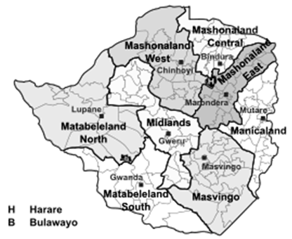 Negócios Províncias do Zimbábue fonte: Mangwanani